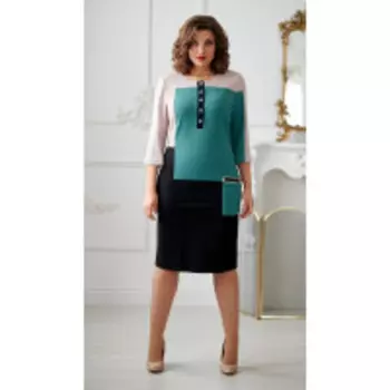 Платье Swallow-2003 В цвете: Черный, Зеленый, Разноцветный; Размеры: 56,58,52,54