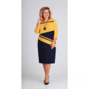 Платье Swallow-205/1 В цвете: Синий, Желтый; Размеры: 50,52,54