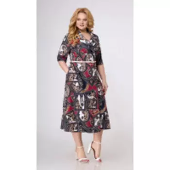 Платье Swallow-375 В цвете: Черный, Разноцветный; Размеры: 56,58,60,54