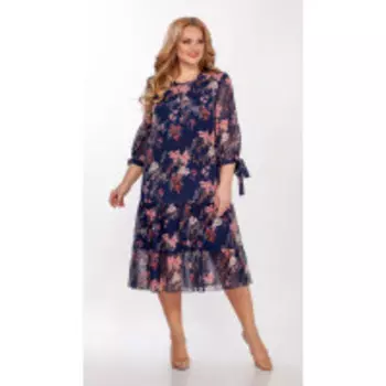 Платье Теллура-Л-1551 В цвете: Синий, Разноцветный; Размеры: 56,52,54