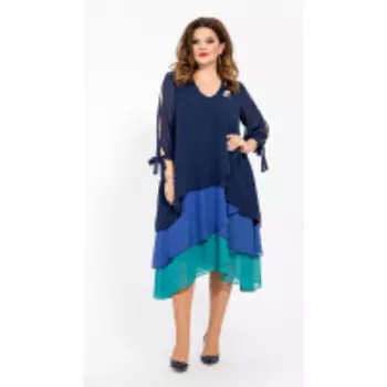 Платье TEZA-1461 В цвете: Синий; Размеры: 56,58,60,62,64,50,52,48,54