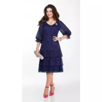 Платье TEZA-1464/1 В цвете: Синий; Размеры: 56,58,60,62,64,50,52,48,54