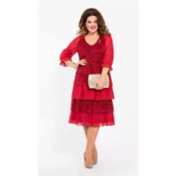 Платье TEZA-1464 В цвете: Красный; Размеры: 56,58,60,62,64,50,52,48,54