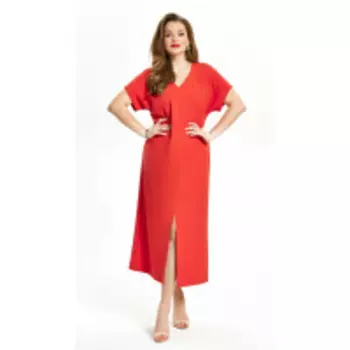 Платье TEZA-1489/1 В цвете: Красный; Размеры: 56,58,60,62,64,50,52,48,54