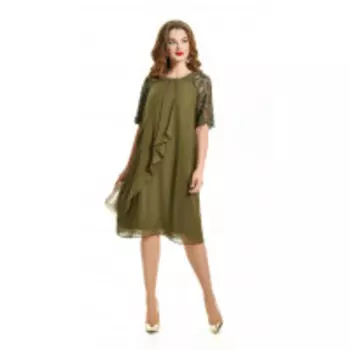 Платье TEZA-1554 В цвете: Зеленый; Размеры: 56,58,60,62,64,66,50,52,54