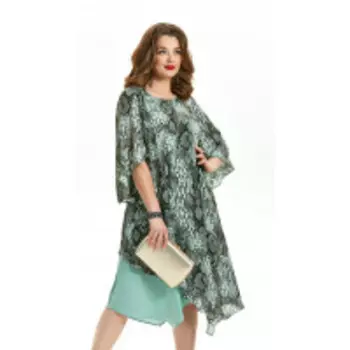 Платье TEZA-1561 В цвете: Зеленый; Размеры: 56,58,60,62,64,66,50,52,54