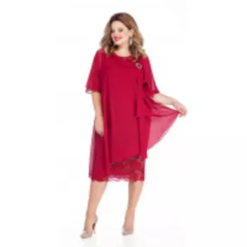 Платье TEZA-235/1 В цвете: Красный; Размеры: 56,58,60,62,64,66,50,52,54