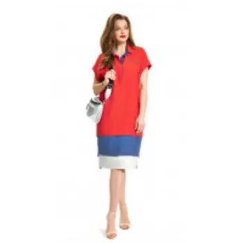 Платье TEZA-906/4 В цвете: Красный, Разноцветный; Размеры: 56,58,60,62,50,52,46,48,54