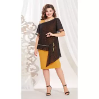 Платье Vittoria Queen-13633 В цвете: Черный, Желтый, Разноцветный; Размеры: 56,58,50,52,48,54