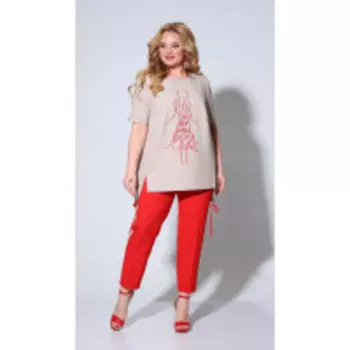 Ксения стиль-1884/1 В цвете: Красный, Бежевый; Размеры: 58,60,62