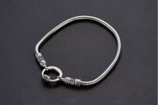 Браслет из серебра c родиевым покрытием с переходником