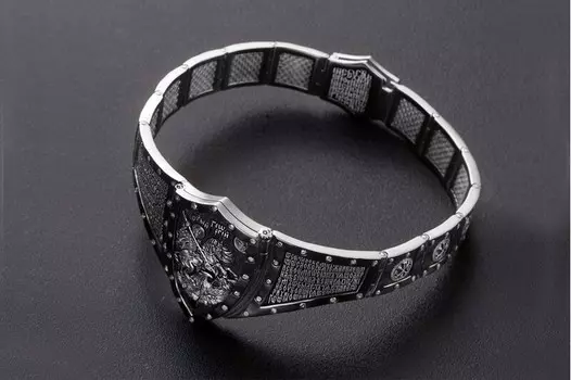 Браслет Святой Георгий Победоносец. Псалом 90 Живый в помощи.Родиевое покрытие