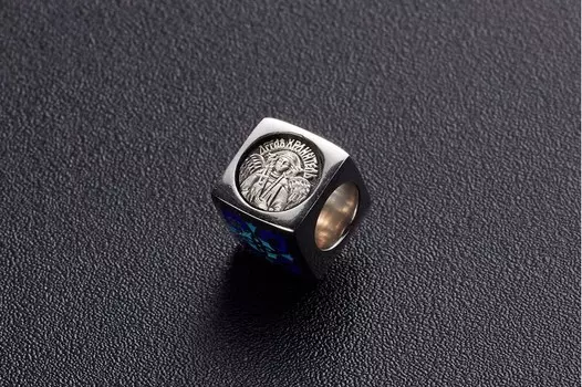 Бусина "Ангел Хранитель" с синей эмалью