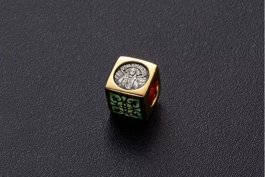 Бусина "Ангел Хранитель" с зеленой эмалью