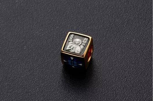 Бусина "Архангел Михаил" с синей эмалью