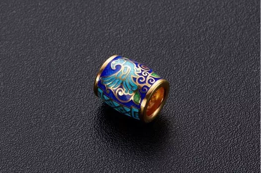 Бусина «Птицы счастья» c синей эмалью