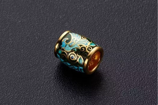 Бусина «Птицы счастья» c зеленой эмалью