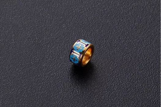 Бусина-разделитель «Крестики» с голубой эмалью