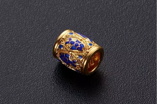 Бусина «Рыбки» c синей эмалью