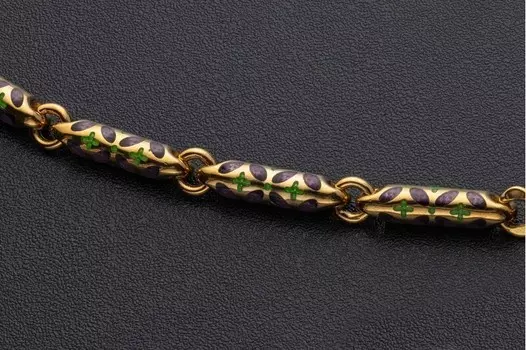 Цепь литая с орнаментом из эмали