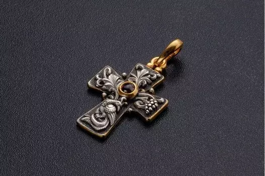 Крест, гранат (кабошон)