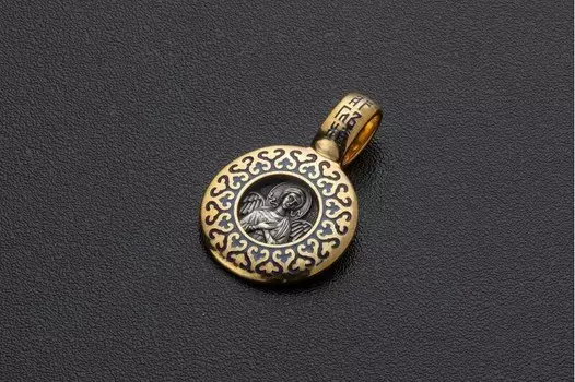 Образок "Ангел Хранитель" фиолетово - черный