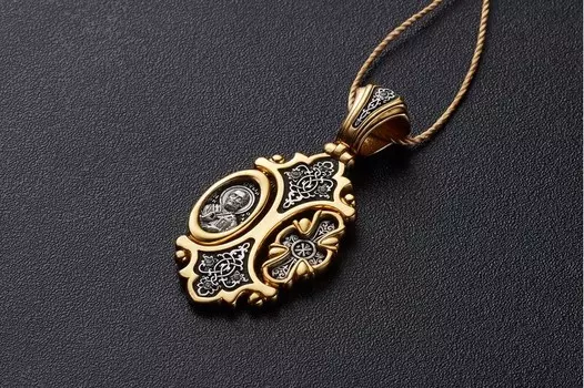 Подвеска: Хризма. Православный крест. Владимирская икона Божией Матери.