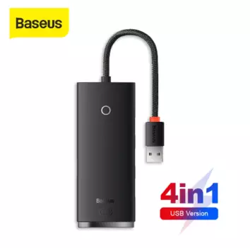 Адаптер Baseus Lite Series 4 в 1 Type-C HUB 3xUSB 3.0+Type-C 25cm (WKQX030301) (Black)