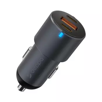 Автомобильное зарядное устройство Deppa (11224) Car Charger USB/2хType-C/60W (серый)