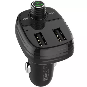 Автомобильное зарядное устройство-FM трансмиттер Borofone BC16 MiniRock 2xUSB (черный)