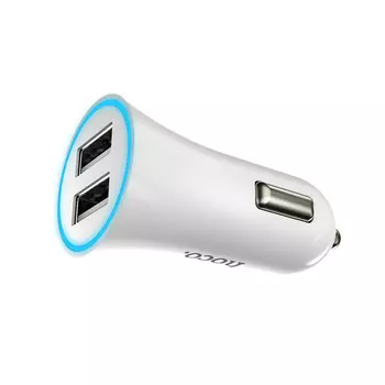 Автомобильное зарядное устройство Hoco UC204 Car Charger 2xUSB 2.4A (белый)