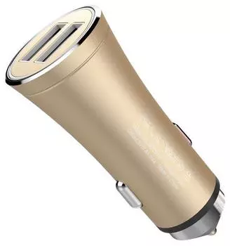 Автомобильный блок питания Rock H1 Car Charger with Hammer 2xUSB, 5V, 2,4A (общ.) (Gold)