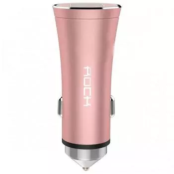 Автомобильный блок питания Rock H1 Car Charger with Hammer 2xUSB, 5V, 2,4A (общ.) (Rose Gold)