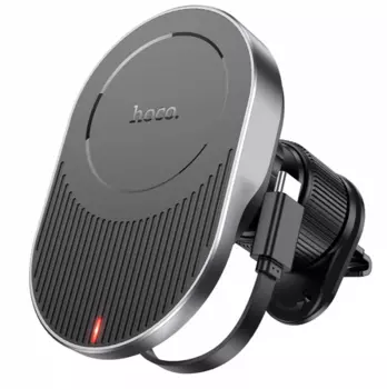 Автомобильный держатель Hoco (HW12) Magnetic Wireless Fast Charger 15W (черный/серый)