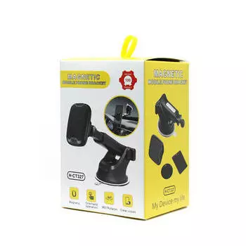 Автомобильный держатель Magnetic H-CT327 для смартфона магнитный на приборную панель/лобовое стекло на присоске (черный)