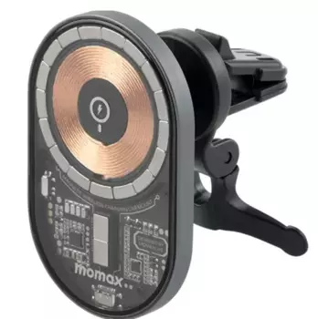 Автомобильный держатель с беспроводной зарядкой Momax Q.Mag Mount 3 15W в воздуховод (серый) (CM20E)