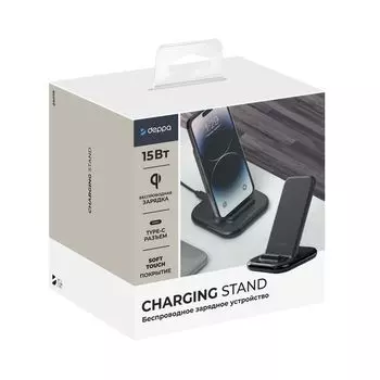 Беспроводное зарядное устройство Deppa (24019) для смартфонов Qi Fast Charger 15W Type-C/Type-C 1m (черный)