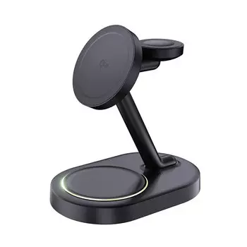 Беспроводное зарядное устройство Deppa MagSafe QI2 NEO Galaxy 3 в 1 (23168) для смартфона/наушников/Apple Watch, Galaxy Watch 23W (черный)