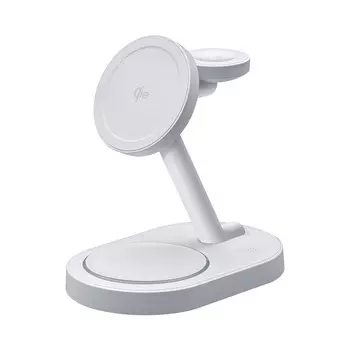 Беспроводное зарядное устройство Deppa MagSafe Qi2 NEO 3 в 1 (23167) для iPhone/Apple Watch/Airpods 23Вт/подсветка (белый)