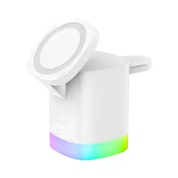 Беспроводное зарядное устройство Deppa MagSafe Tower Station 3 в 1 (23159) для iPhone/Apple Watch/Airpods 20Вт/подсветка (белый)