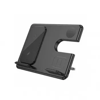 Беспроводное зарядное устройство Hoco CQ2 3 в1 Wireless Charging Foldable Desktop Stand 15W (черный)