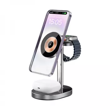 Беспроводное зарядное устройство WIWU Light Shadow 15W 3 в 1 для iPhone/Apple Watch/AirPods (Wi-W003) (черный)