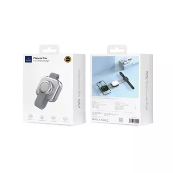 Беспроводное зарядное устройство WIWU Planeta Trio 15W 3 в 1 для iPhone/Apple Watch/AirPods (Wi-W031) (серебристый)