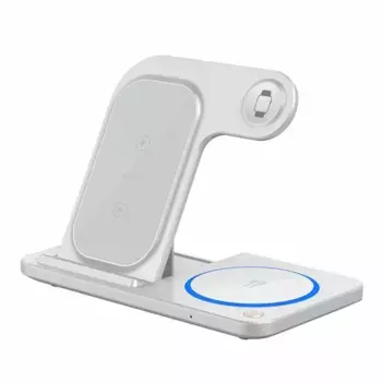 Беспроводное зарядное устройство WIWU Wireless Charger 15W 3 в 1 для iPhone/Apple Watch/AirPods складное (WI-W020) (белый)