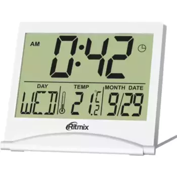 Часы-будильник Ritmix CAT-042 с метеостанцией (белый)