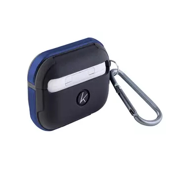 Чехол K-Doo Protective Case для AirPods 3 силиконовый с карабином (черный/синий бампер)