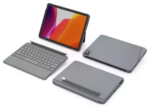 Чехол-клавиатура WIWU Combo Touch Keyboard Case для Apple iPad 10 (10.9) 2022 русская раскладка (полиуретан с подставкой) (серый)