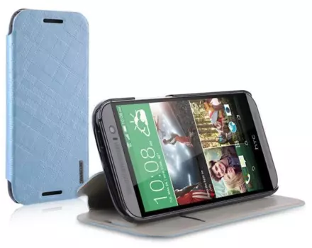 Чехол-книжка Baseus Brocade Case для HTC M8 натуральная кожа (голубой)