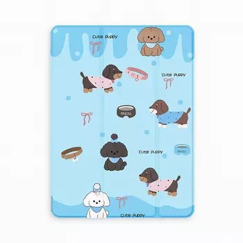 Чехол-книжка Mosbros Cute Puppy для Apple iPad 10 (2022)/iPad 11 (2025) (полиуретан с подставкой/отсек для стилуса) (голубой)
