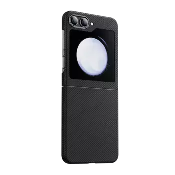 Чехол-накладка Benks для Samsung Galaxy Z Flip 5 карбоновый (кевлар) черно-серый в полоску